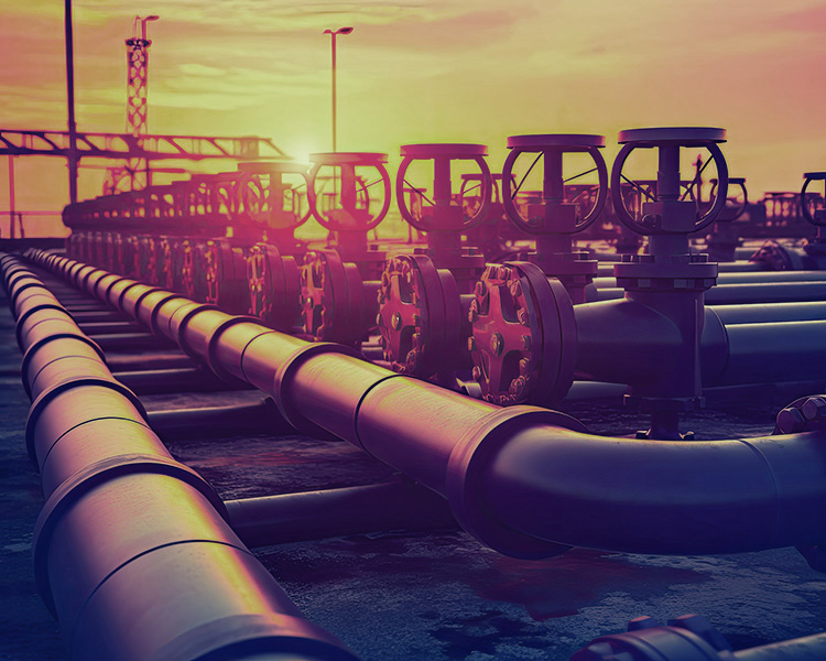 Oil and Gas Transportation against a Sunrise Background. Generative AI